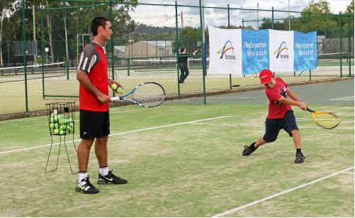 Jack Coy get somes pointers from Alex Fielding. 
